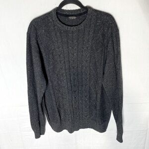 Denver Hayes Dark Grey Cable Knit Crew Neck Sweater L